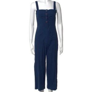 (SALE) STAUD Boats At The Dock Button Up Deep Blue Jumpsuit